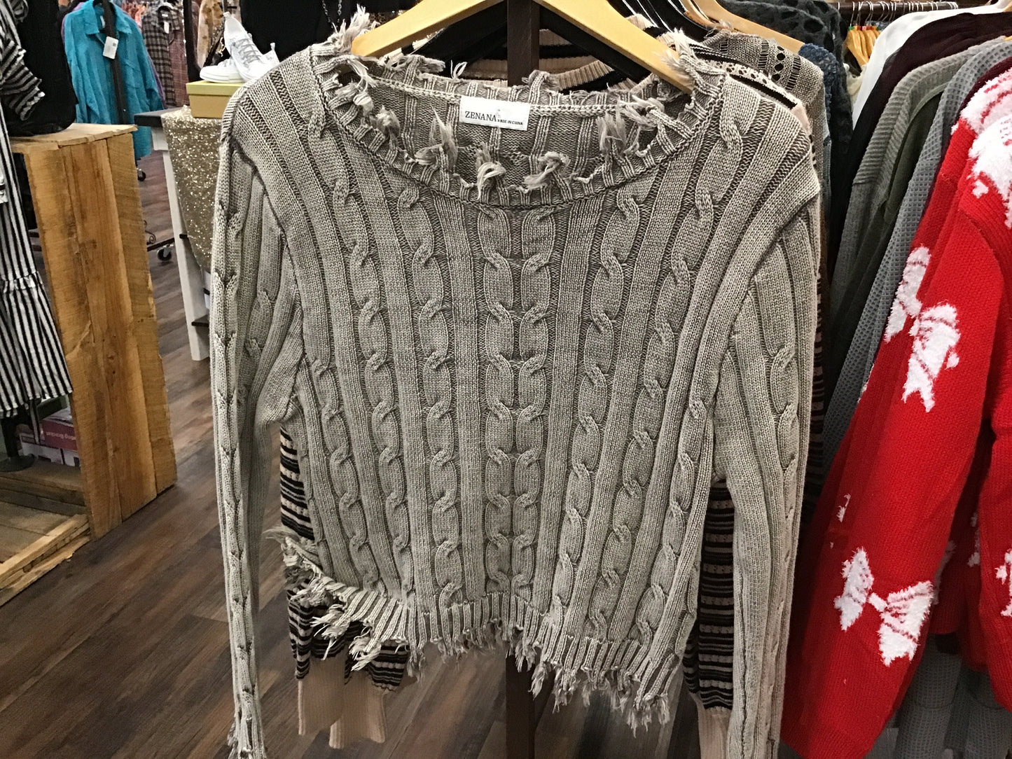Washed Cable Knit Sweater Mocha