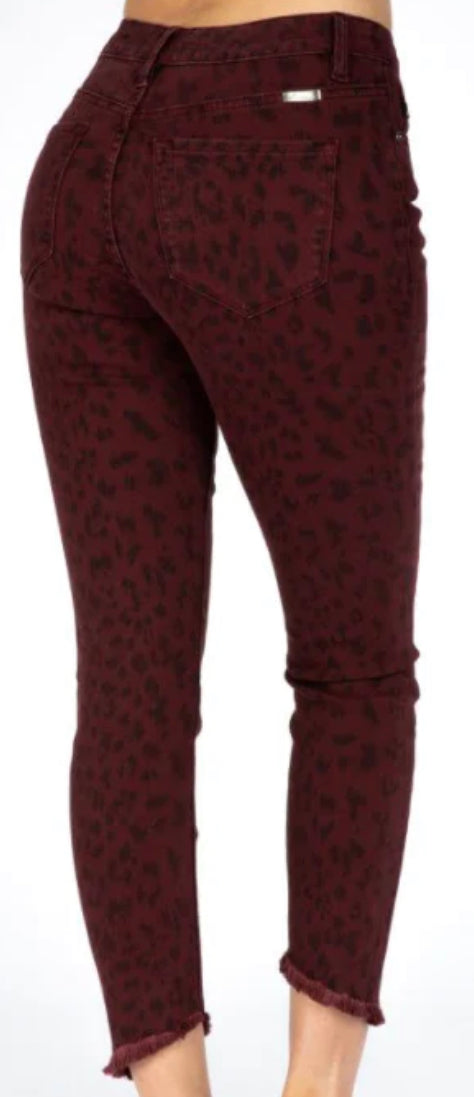 Burgundy Leopard Skinny By KANCAN