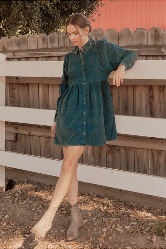 Hunter Green Washed Dress