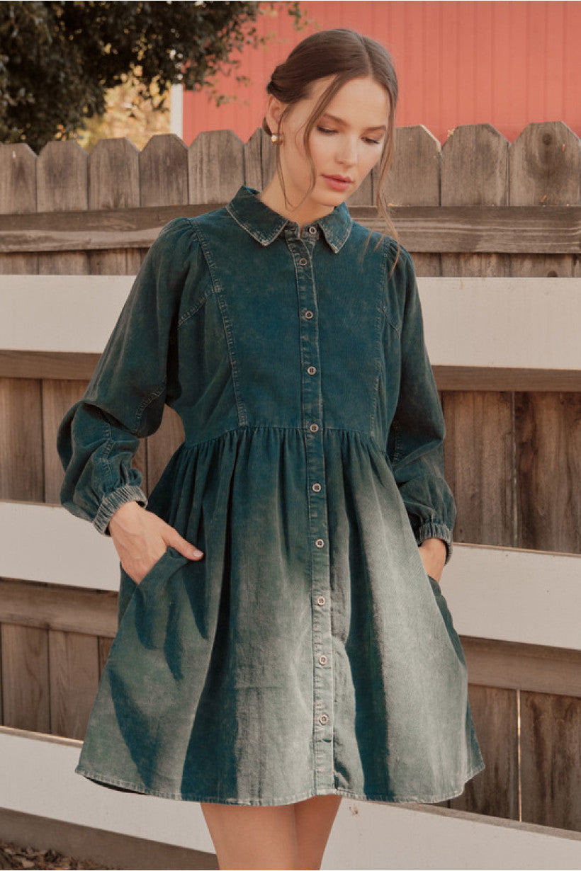 Hunter Green Washed Dress