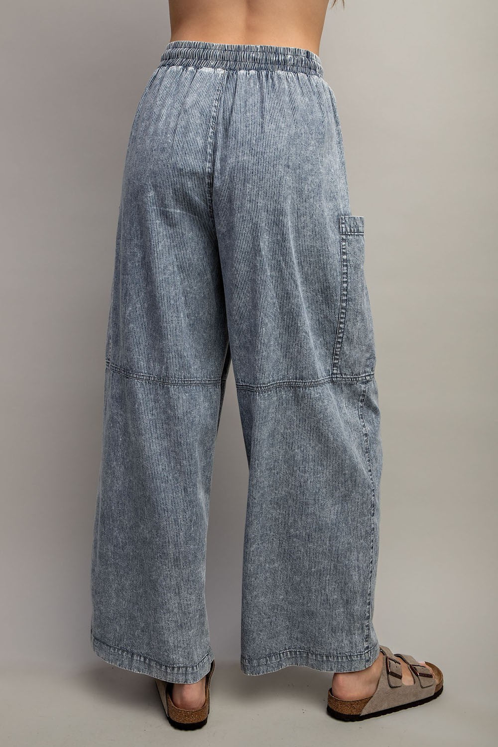 Wide Leg Denim Pinstripe Pants