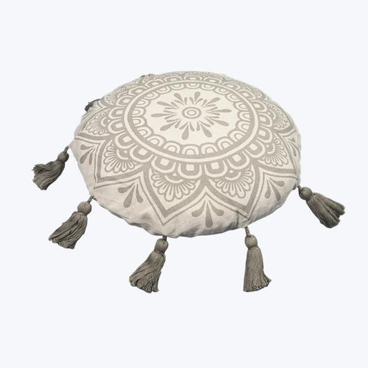 ROUND PILLOW WITH TASSELS