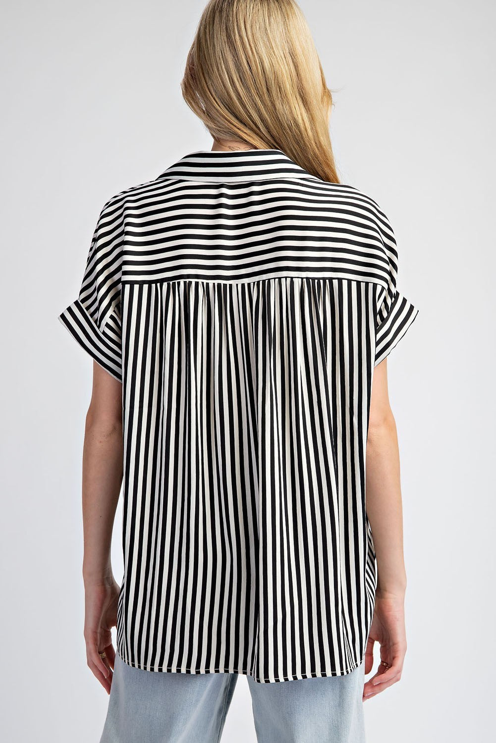 Black White Stripe Blouse