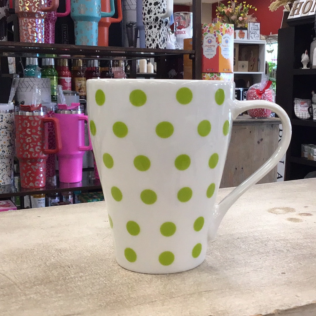 White/Green Polka Dot Mug