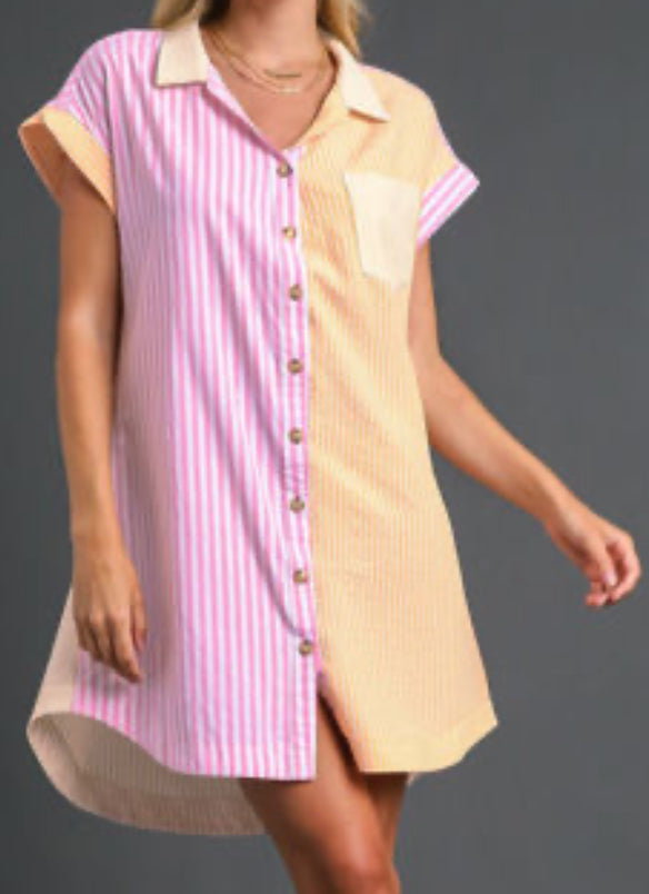 Pink  | Yellow Stripe Dress