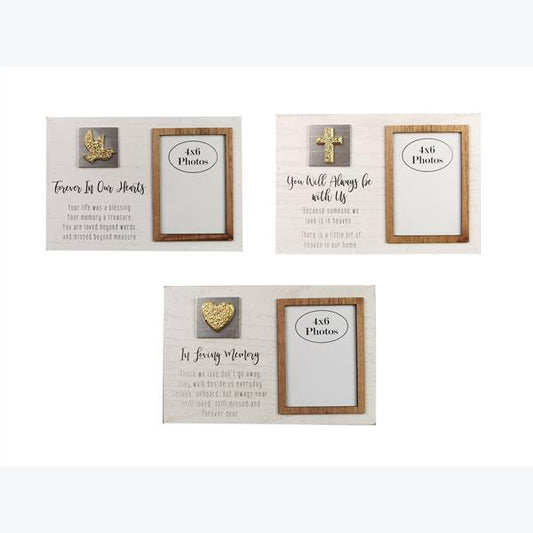 WOOD GOLDEN FAITH 4X6 TABLETOP/WALL PHOTO FRAME, 3 AST.