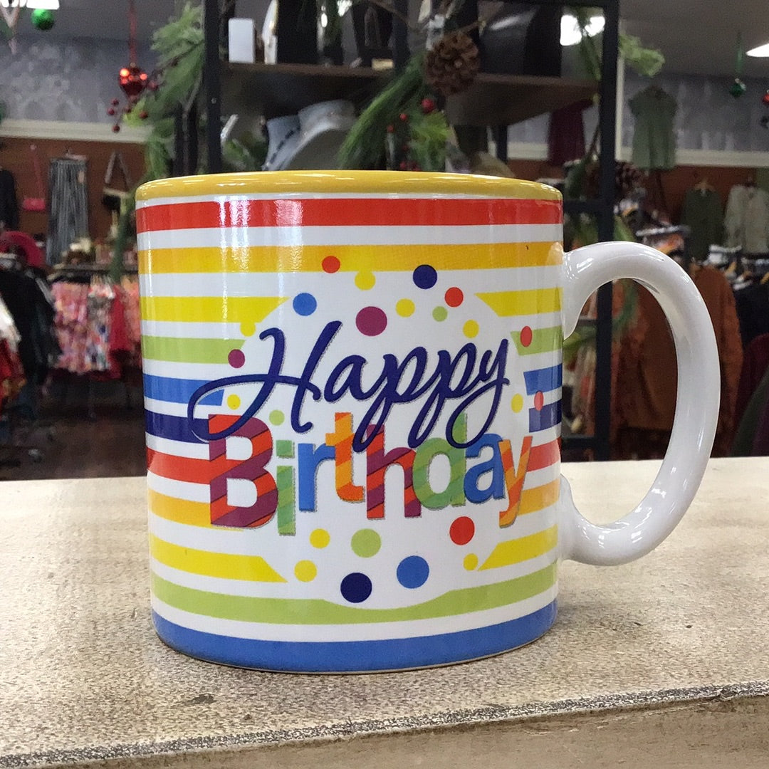 Happy Birthday Striped Mug