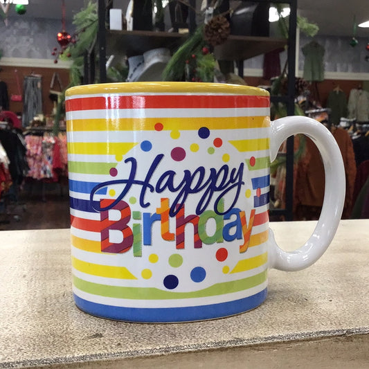 Happy Birthday Striped Mug