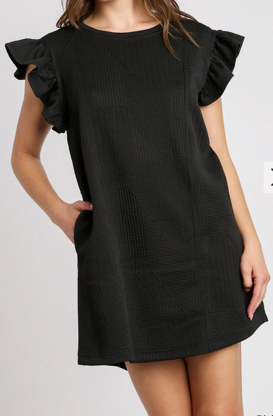 Black Jacquard Knit Dress