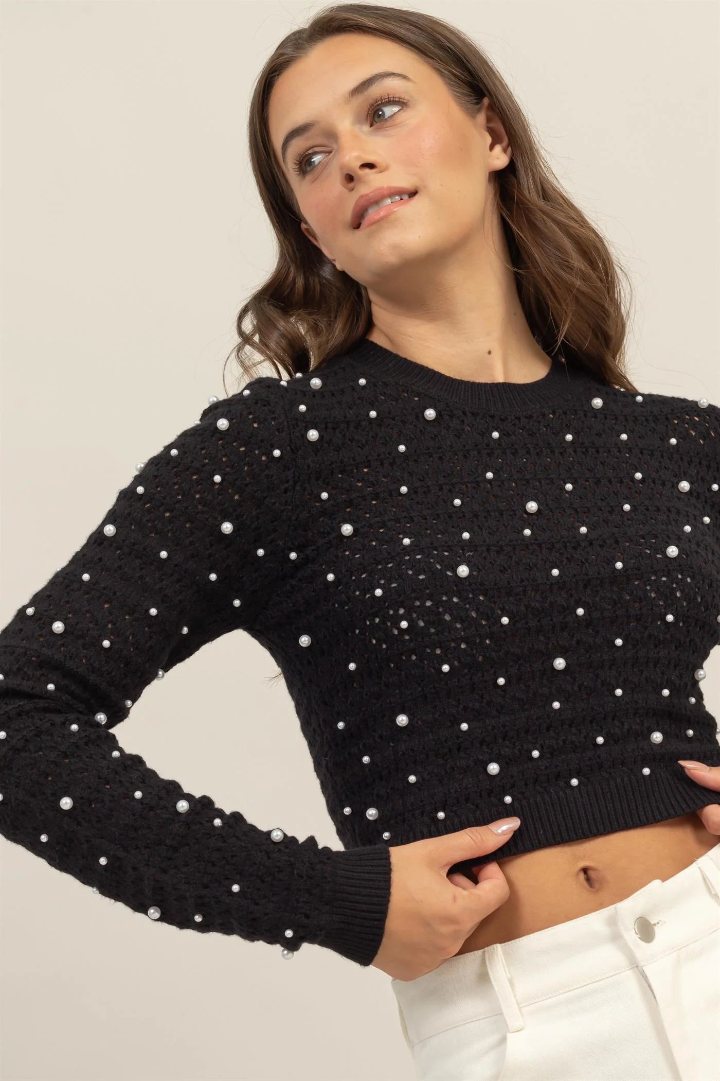 Crop Black Pearl Sweater