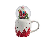 Santa Water Globe Topper and Ceramic Cup, 8oz