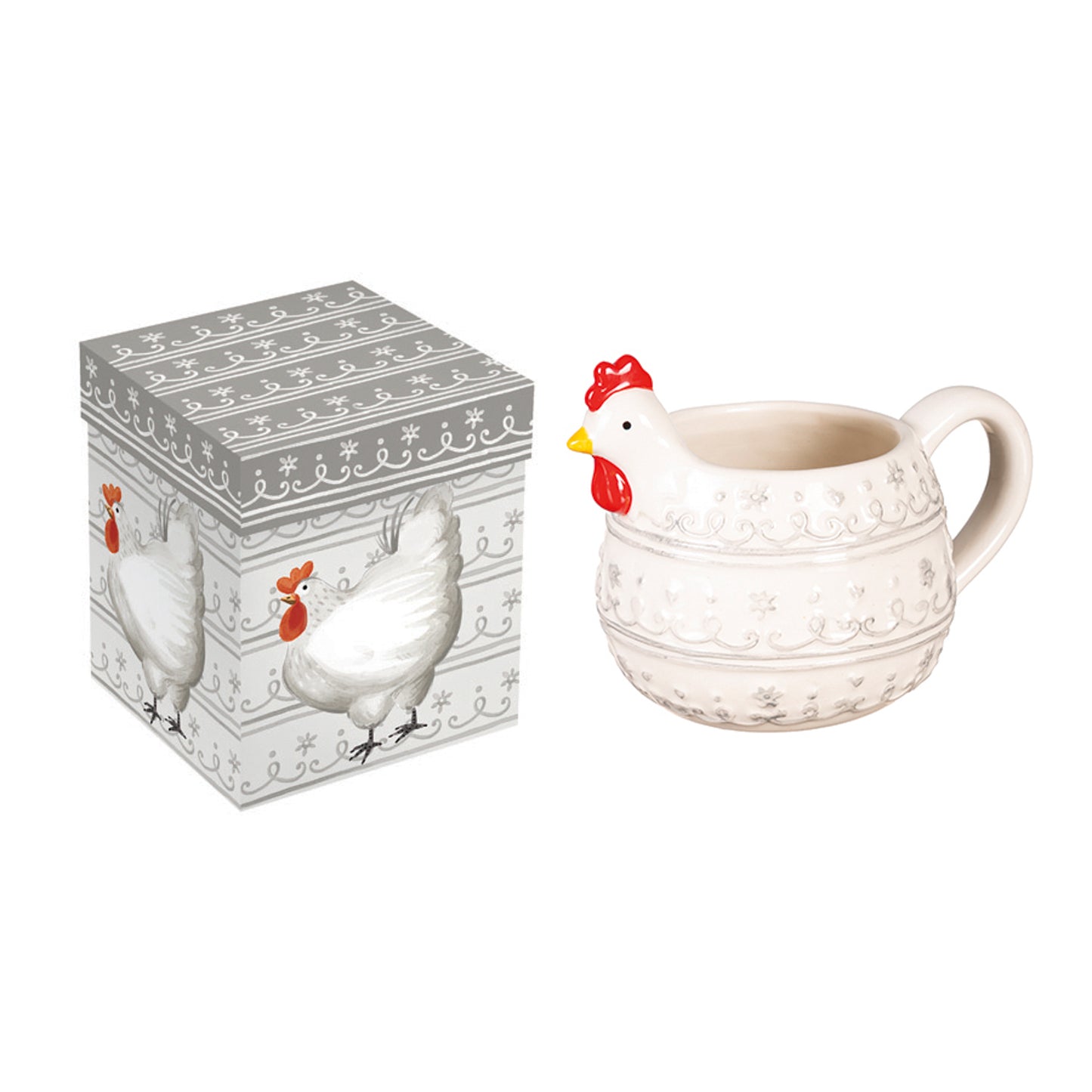 12oz. Sculpted Ceramic Rooster Cup w/ Gift Box