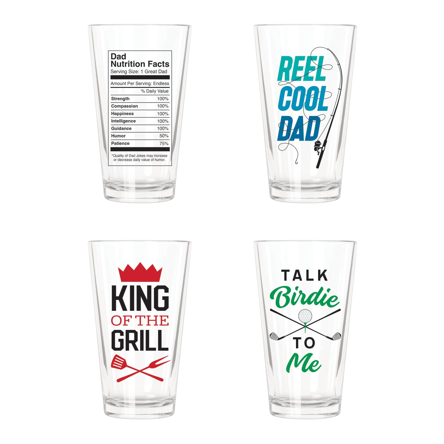 17 OZ Father's Day Pint Glass, 4 Asst,