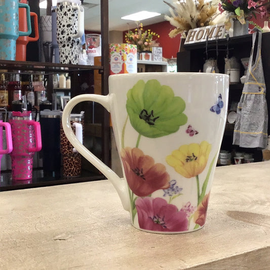 White Spring Floral Mug