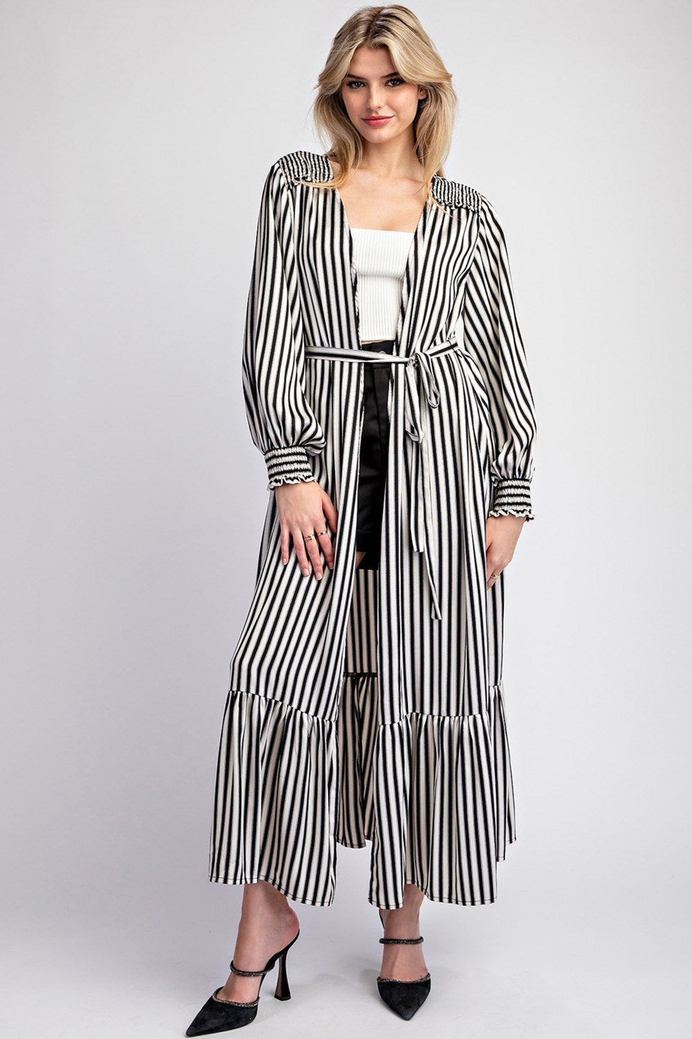 Black Stripe Maxi Kimono