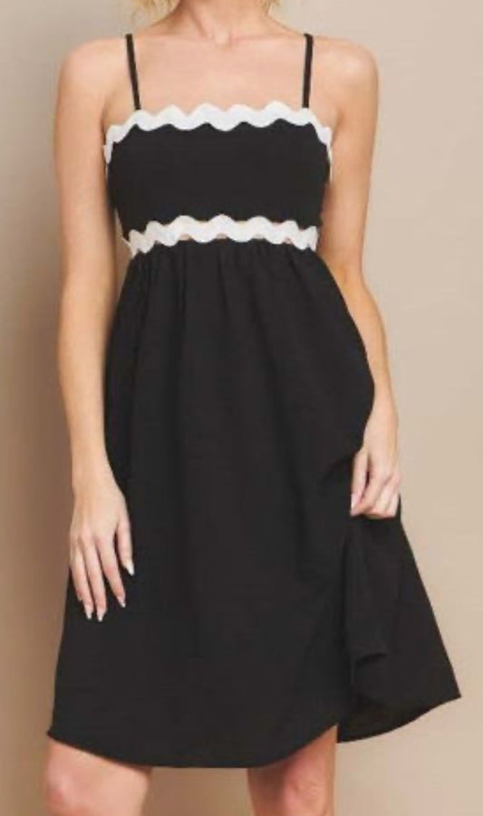 Black Dress w/ white trim piece