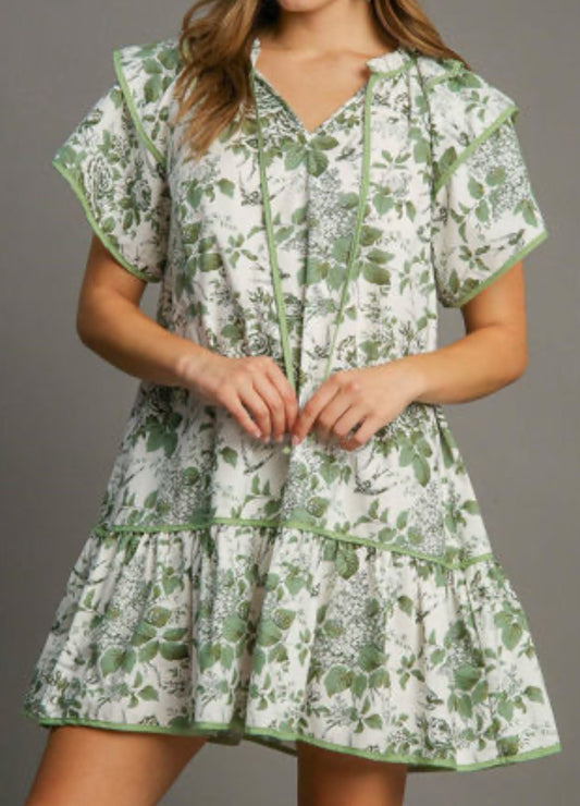 Sage Floral Dress