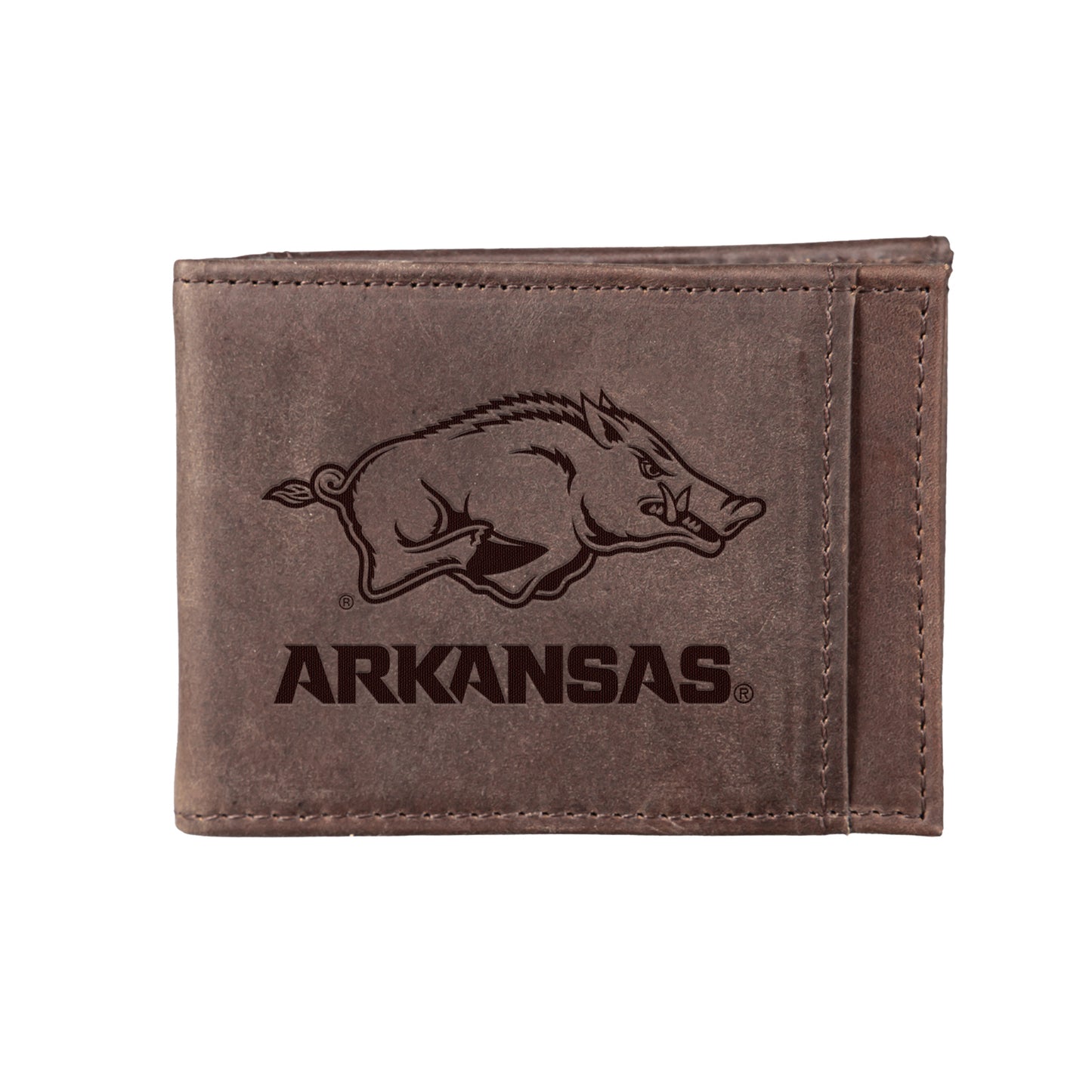 Front Pocket Wallet w/ RFID Blocking, University of Arkansas, Brown