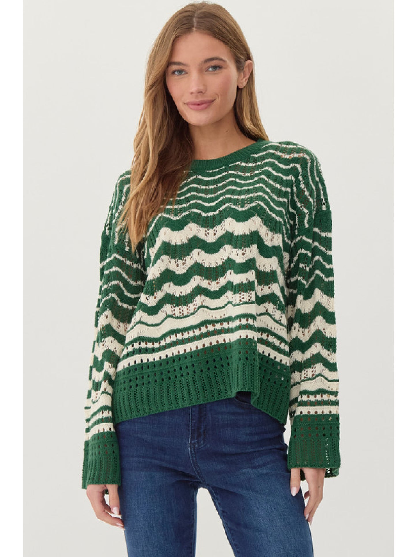 Hunter Green Chevron Sweater