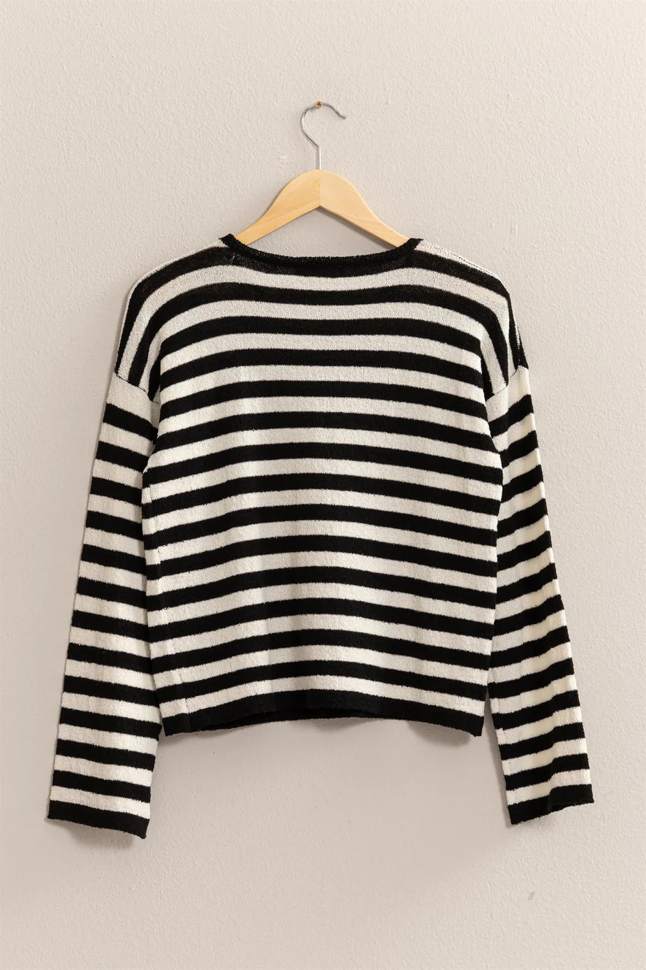 Black Cream Stripe Knit Sweater