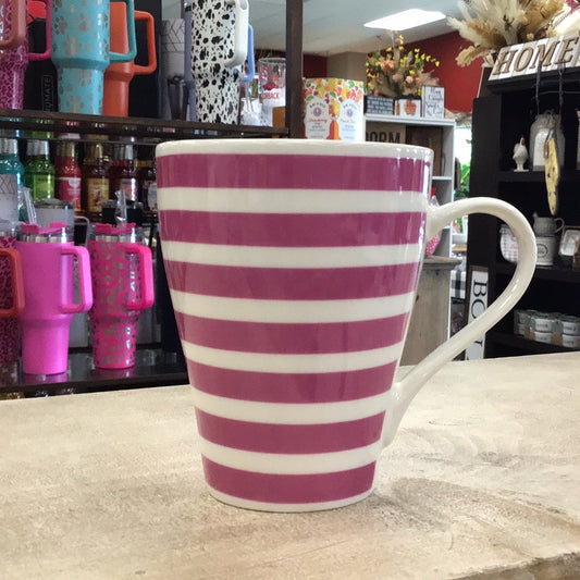 White Pink Striped Mug