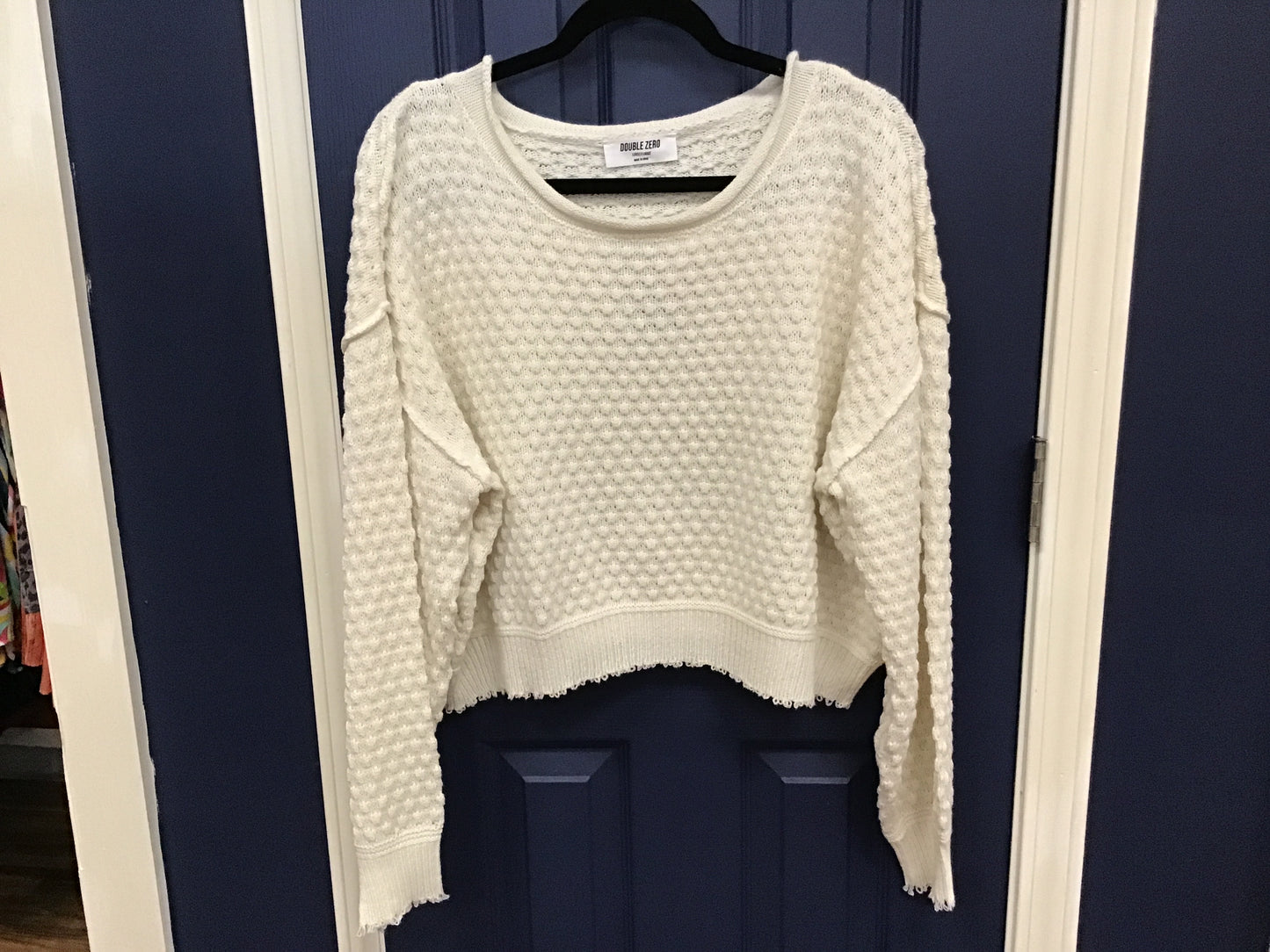 Cream Crop Knit Sweater