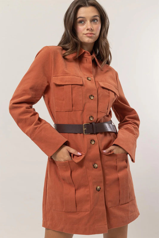 Rust Belted Dress