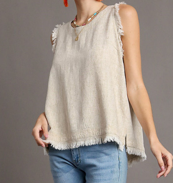 OATMEAL LINEN TANK