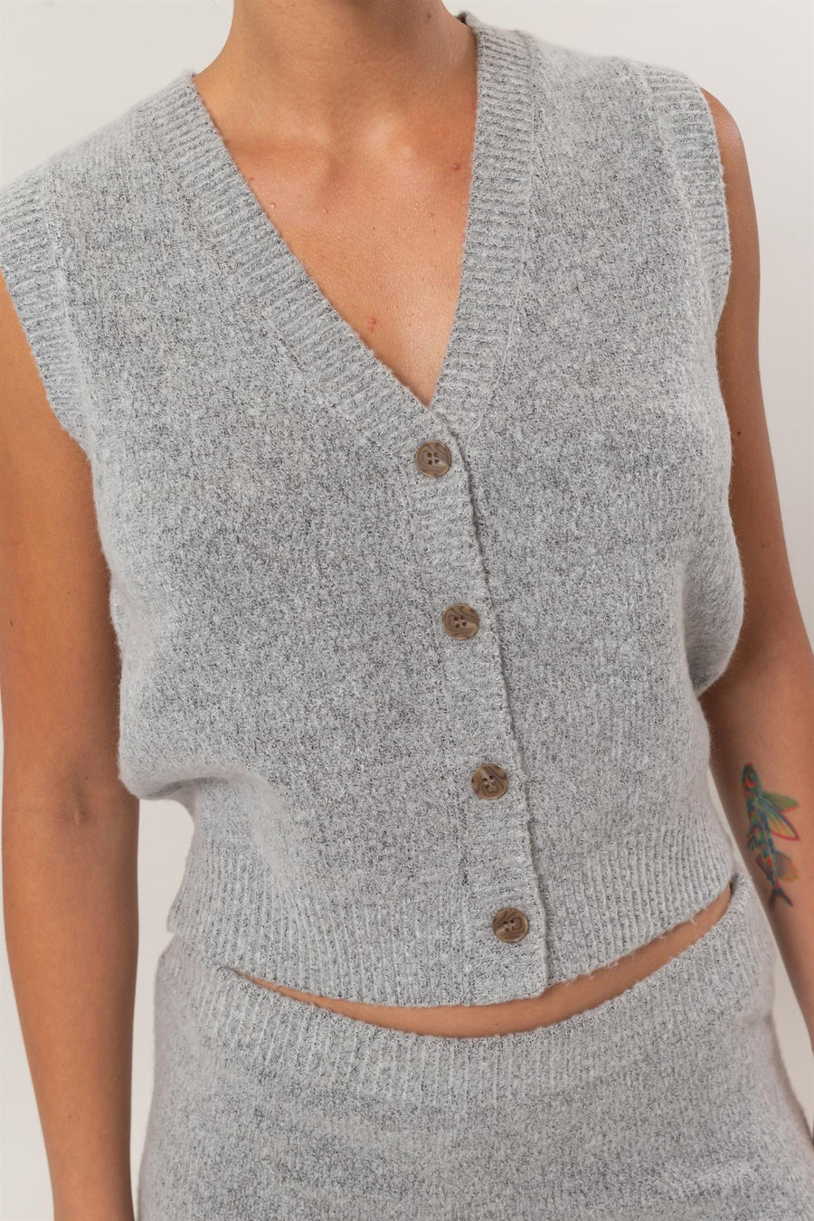 HEATHER GREY SWEATER VEST | SKIRT SET