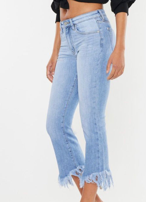 Medium Wash High Rise Crop Bootcut By KANCAN