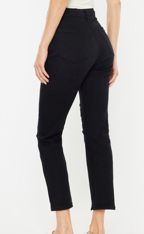 Black High Rise Slim Straight By KANCAN