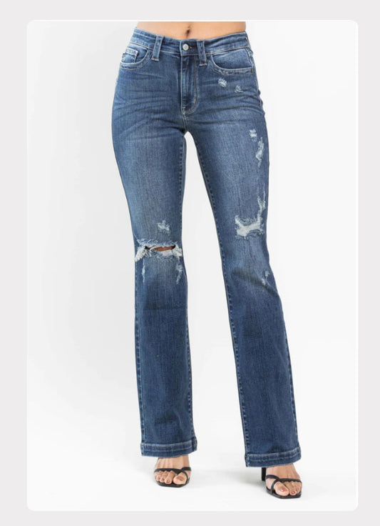 Judy Blue Midrise Destroyed Boot Cut 82541