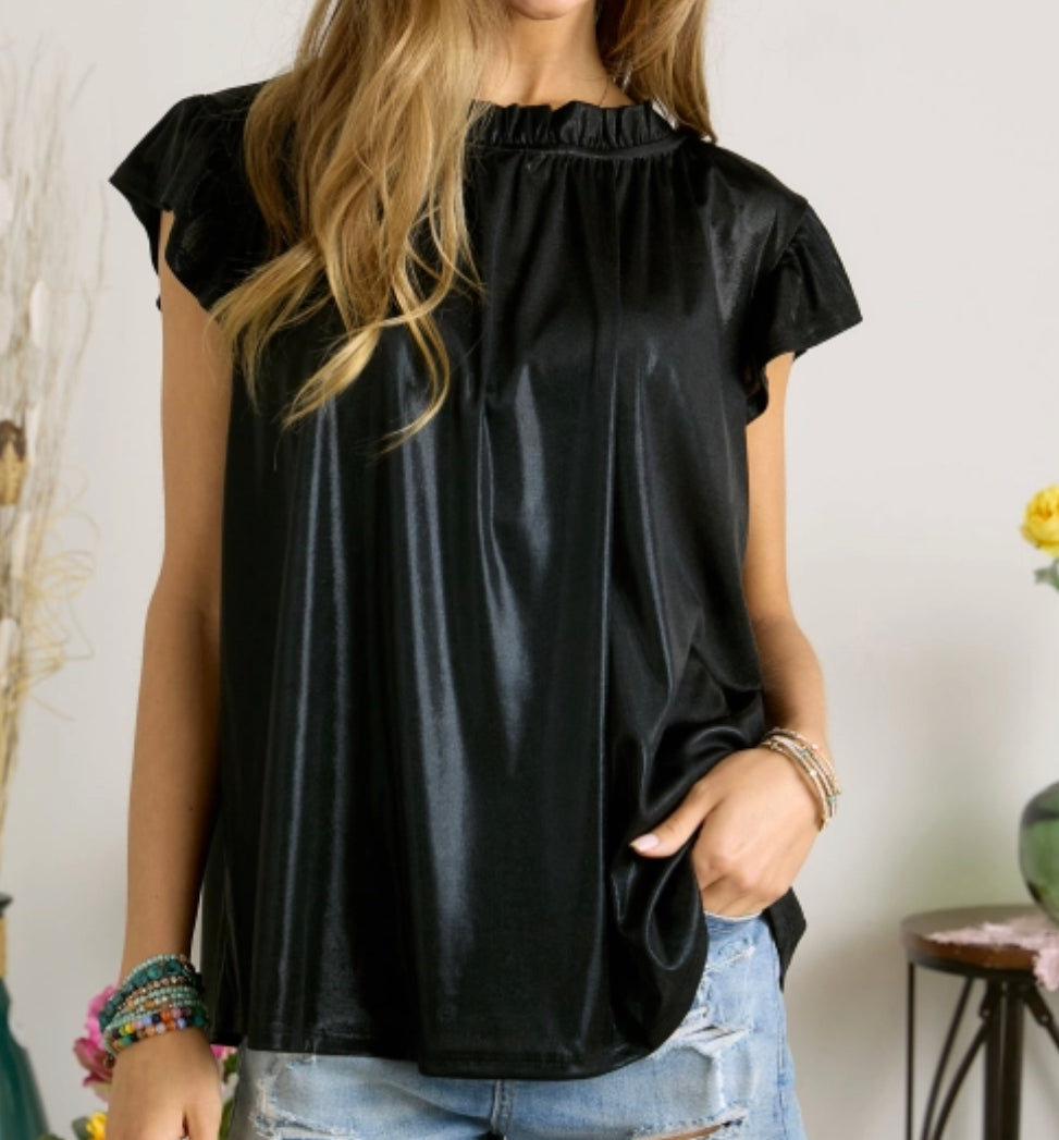 Black Foil Blouse