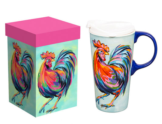 Ceramic Travel Mug - Colorful Rooster