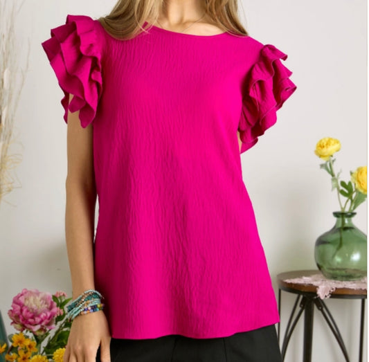 Magenta Ruffle Round Top