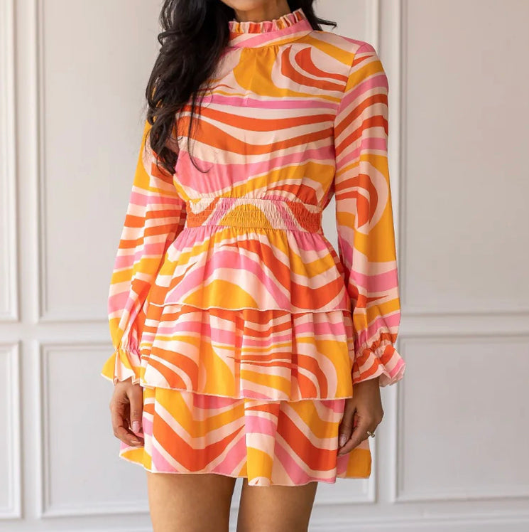 Groovy Puff Sleeve Top Dress