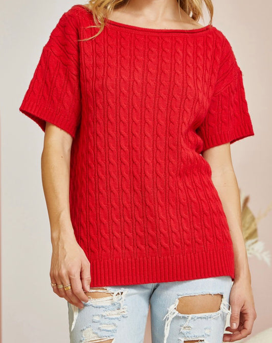 Red SS Sweater Top