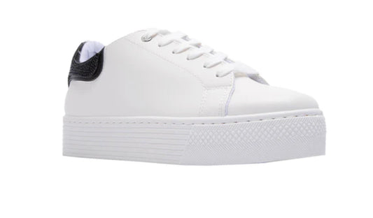 White Sneaker | Black Rhinestone Heel