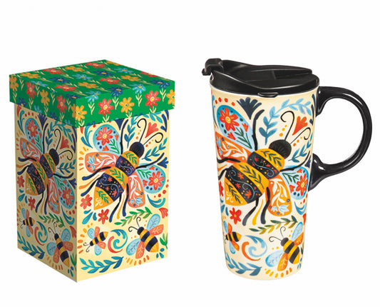 Ceramic Travel Mug - Floral Bee