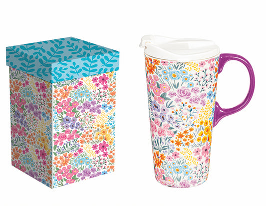 Ceramic Travel Mug - Multicolor Wildflowers