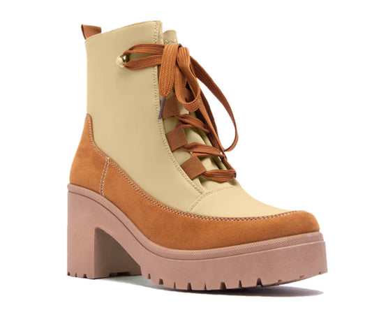 Toffee Nylon Ankle Heeled Boots