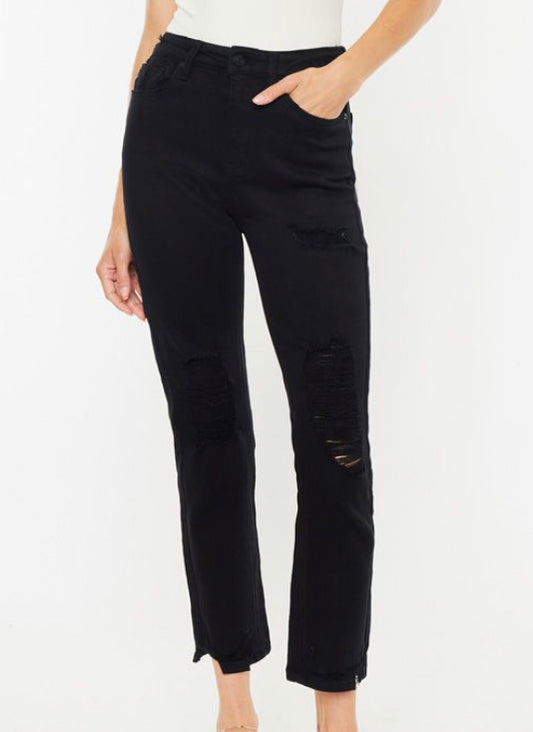 Black High Rise Slim Straight By KANCAN