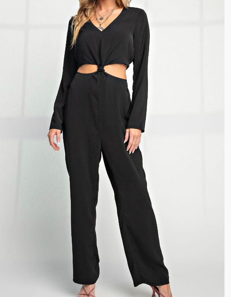 Black Cutout LS Jumpsuit | Romper