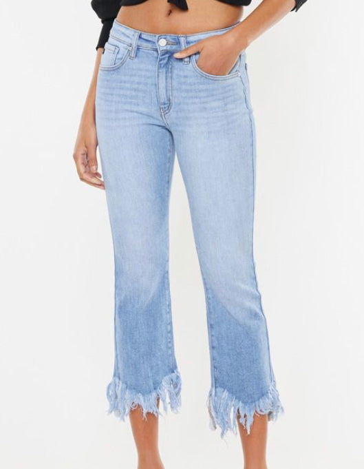 Medium Wash High Rise Crop Bootcut By KANCAN