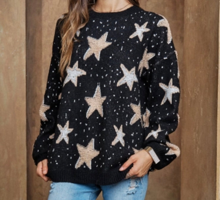 Black Star Patterned Sweater