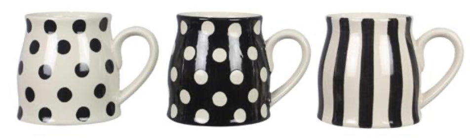 Black and white ceramic mugs