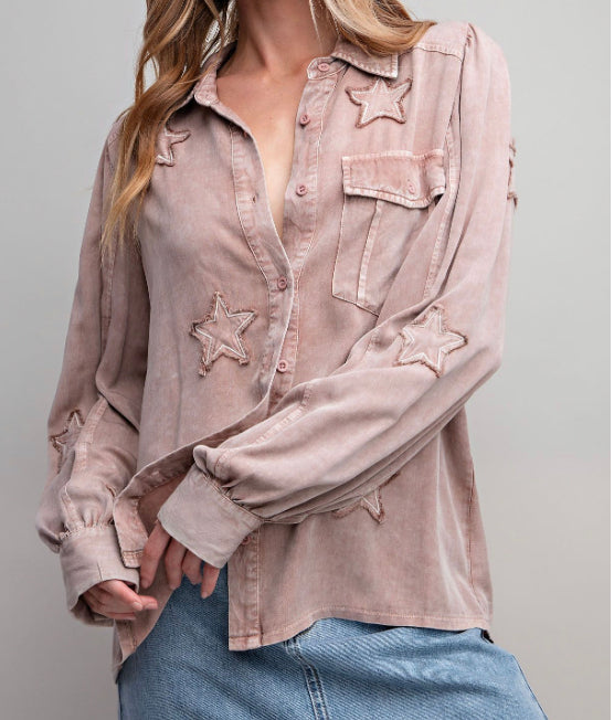 Mauve Star Patch LS Top