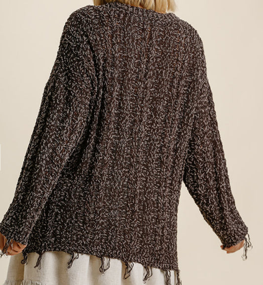 Olive | Ashbrown Frayed Sweater