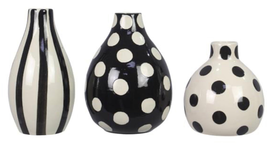 Black | White Stoneware Vase Set of 3