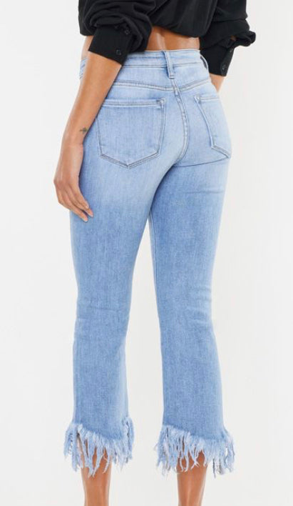 Medium Wash High Rise Crop Bootcut By KANCAN